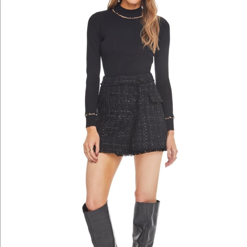 Astr the label black cece tweed skort